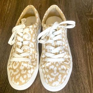 Tan and white leopard Jcrew sneakers